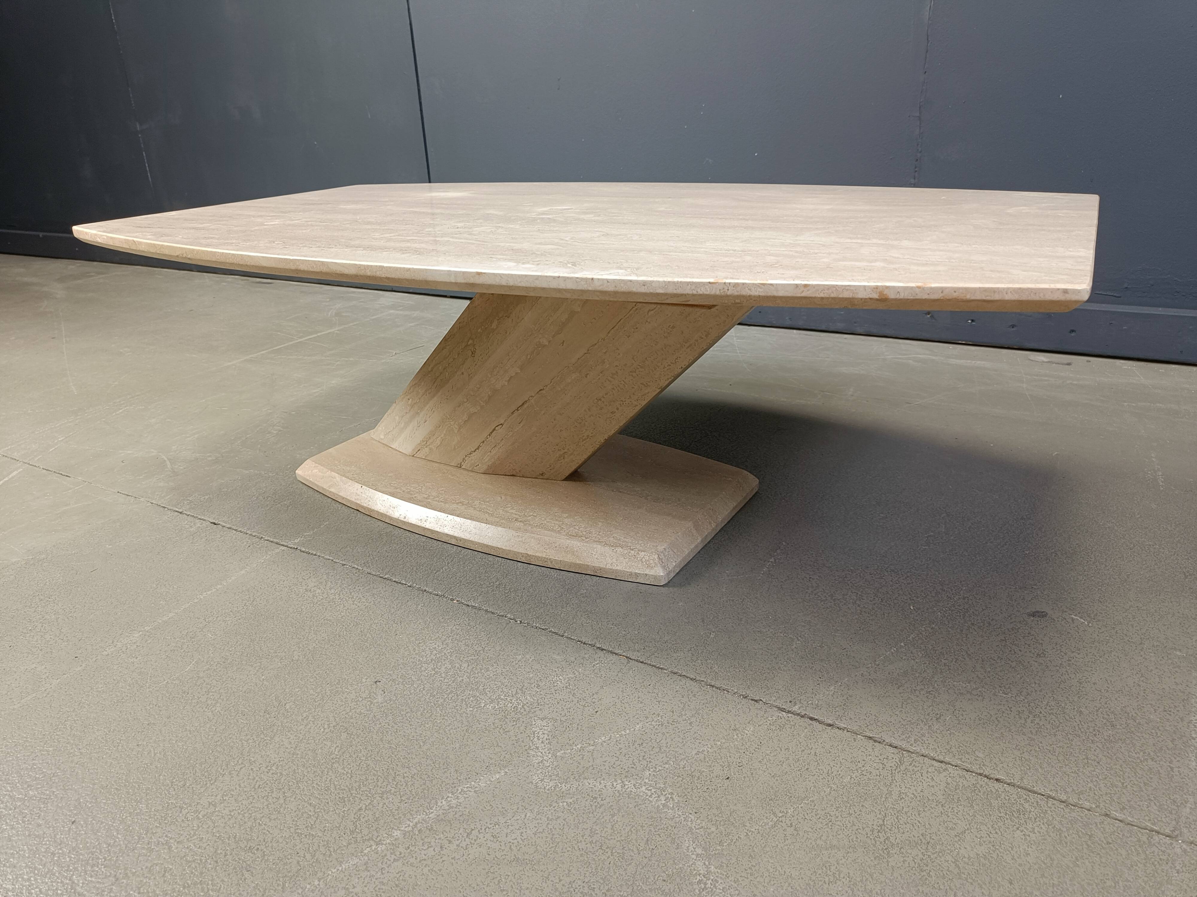 Post-modern coffee table in travertine, 1980s
