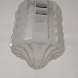 Art Deco pendant lamp with matt glass shade and brass fixture, 1930s