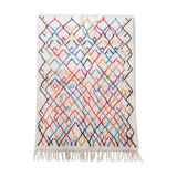 Tapis berbère marocain Azilal écru à motifs colorés 252x150cm