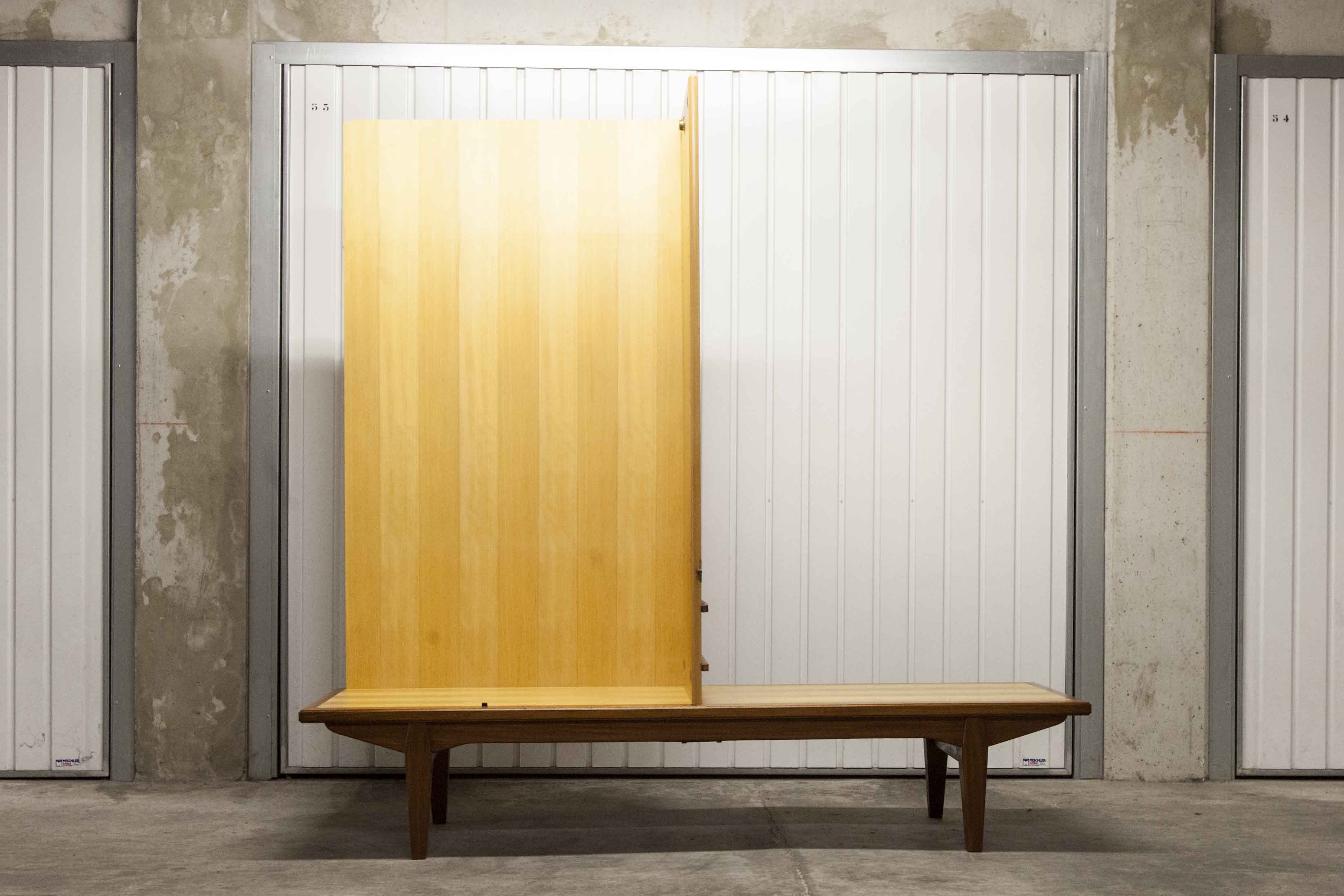 Scandinavian teak cabinet 4 doors 2+1 drawers wardrobe 1960