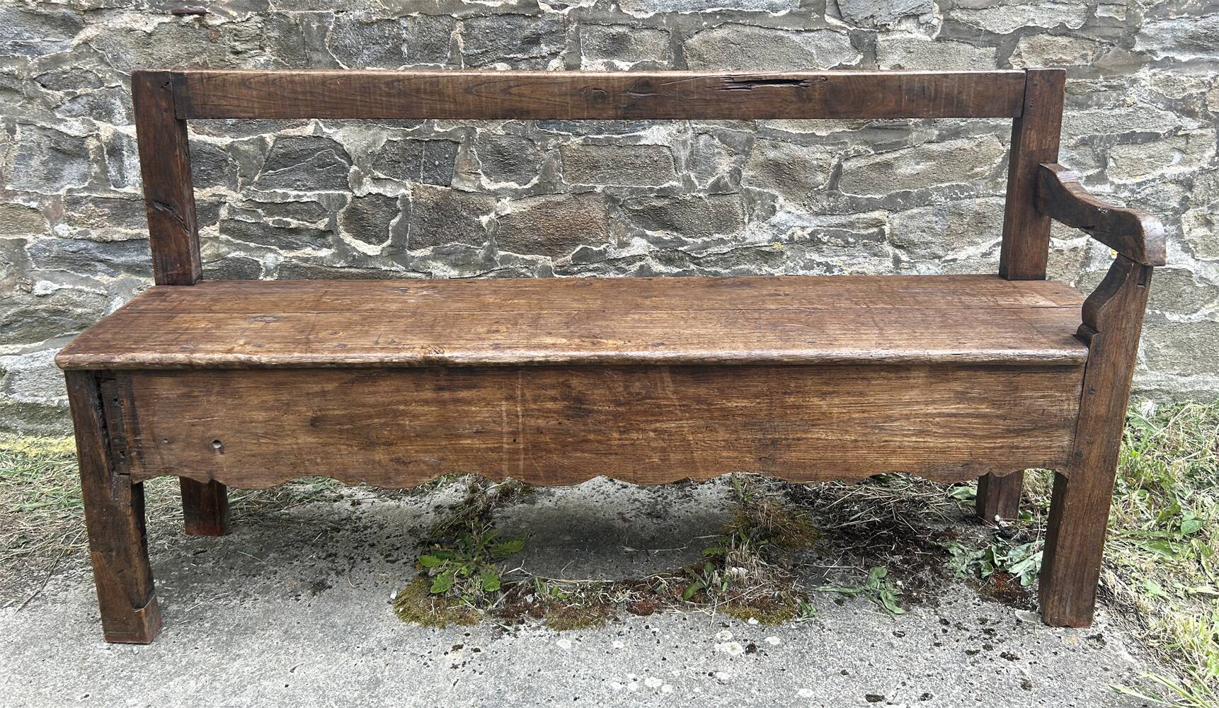 Banc de cheminée ancien en bois, fin XIXème s