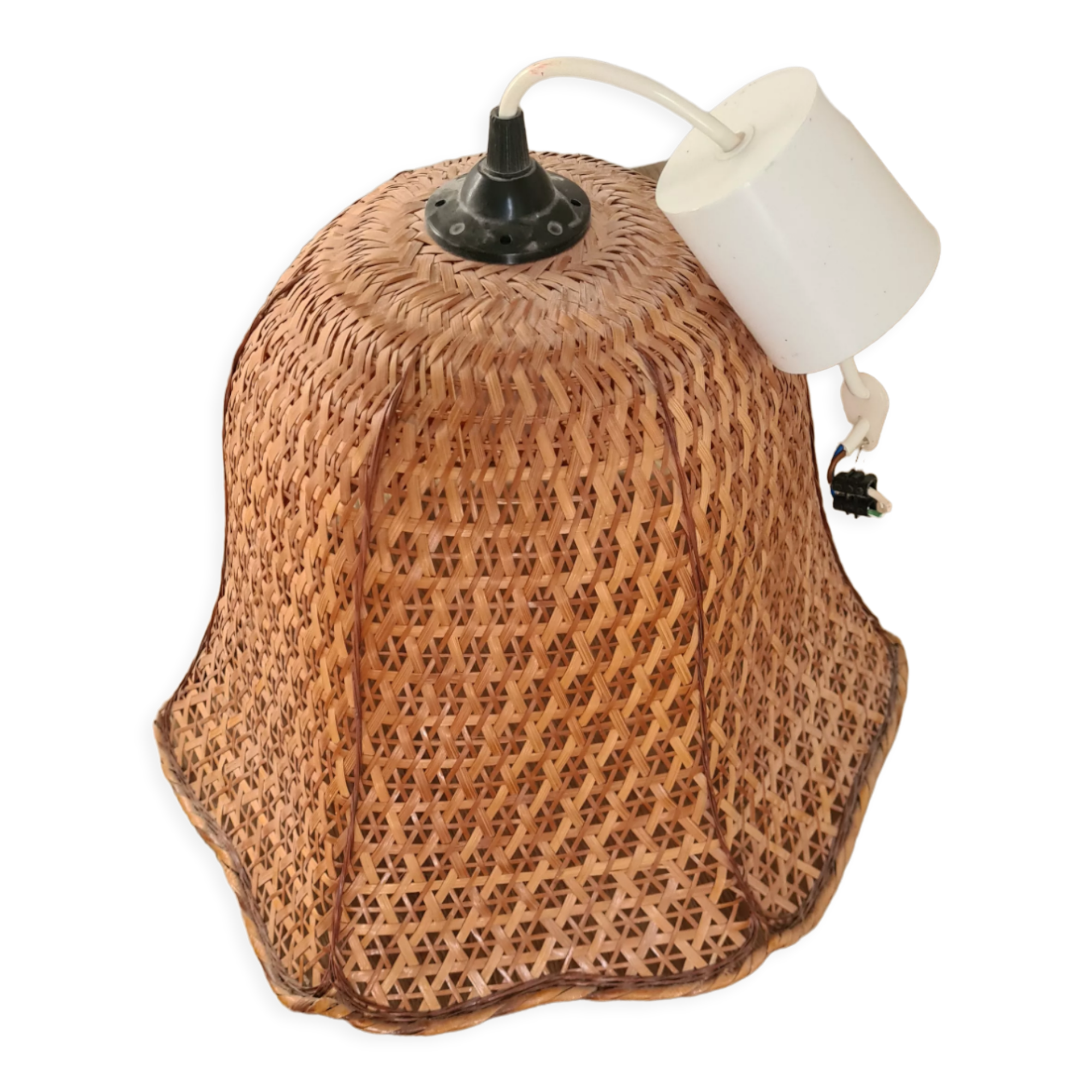 Old rattan pendant lamp / vintage luminaire