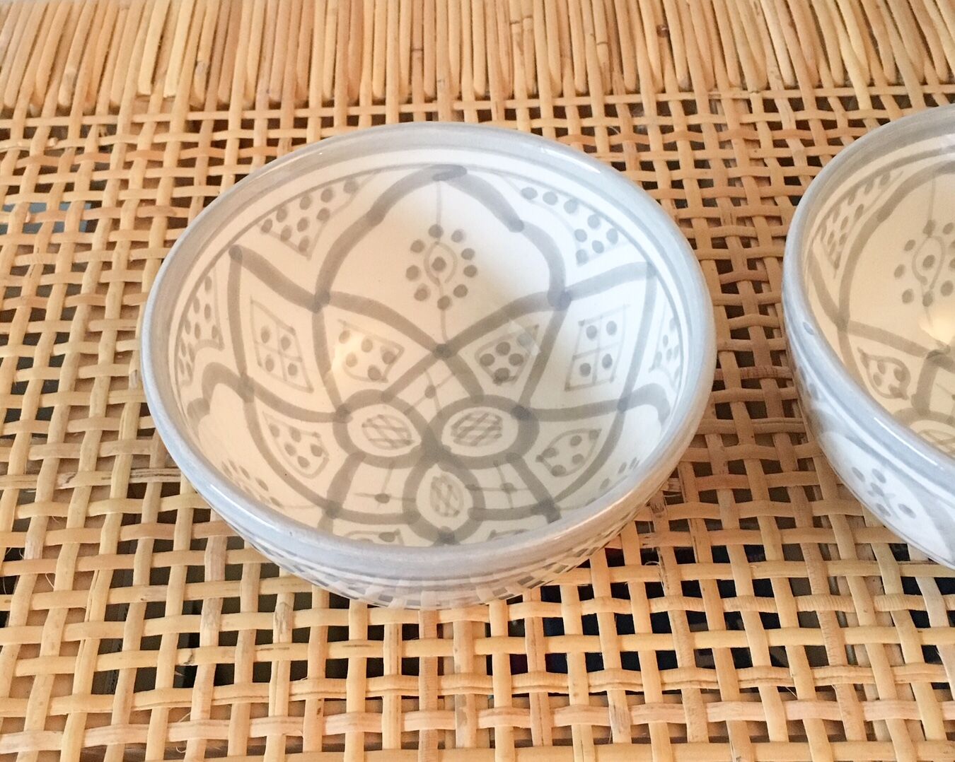 Lot of 2 small grey bowls made of Moroccan ceramic