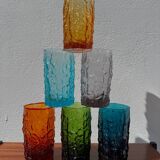 Large multicoloured glasses by Geoffrey Baxter from the 1960s.