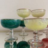 Multi-colored Venetian crystal ice cream cups