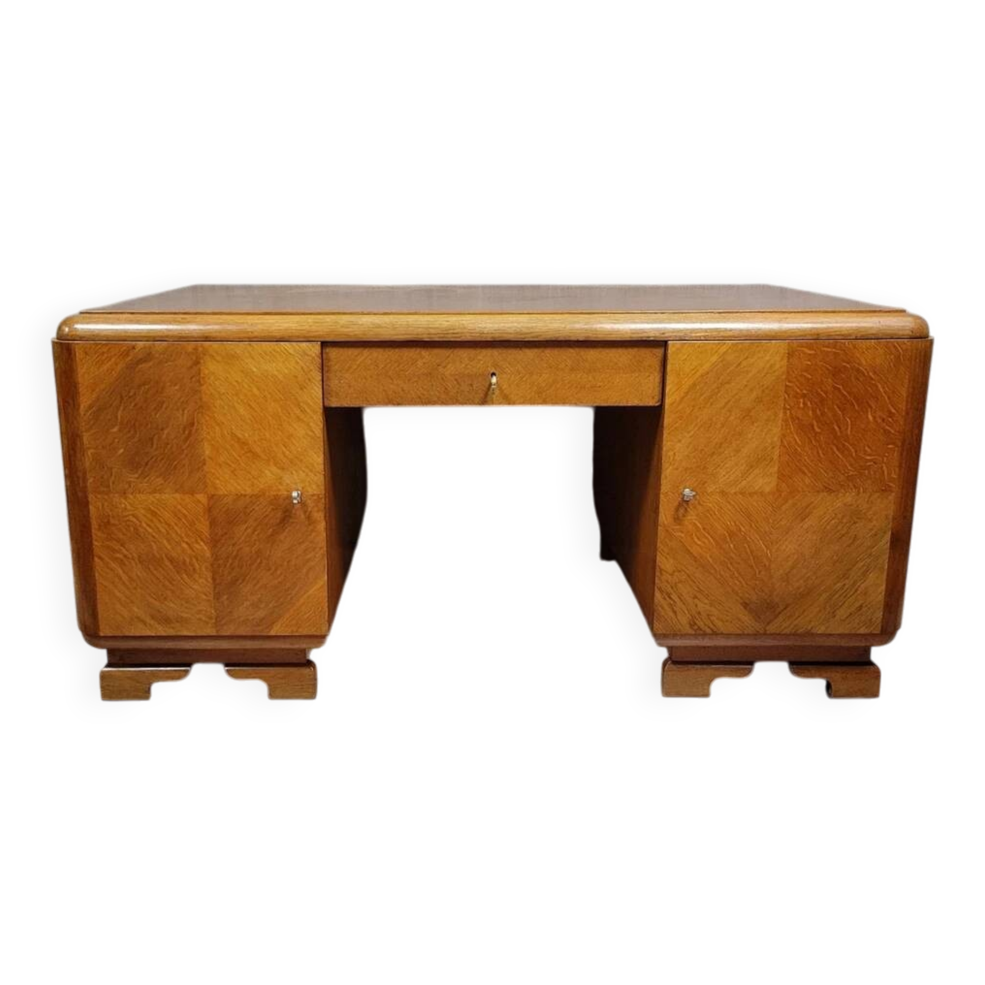 Double-sided Art Deco period parquet flooring desk circa 1940