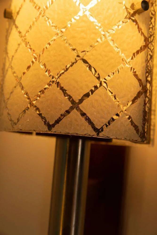 Vintage 1960s wall light, milk glass and bohemian teak.