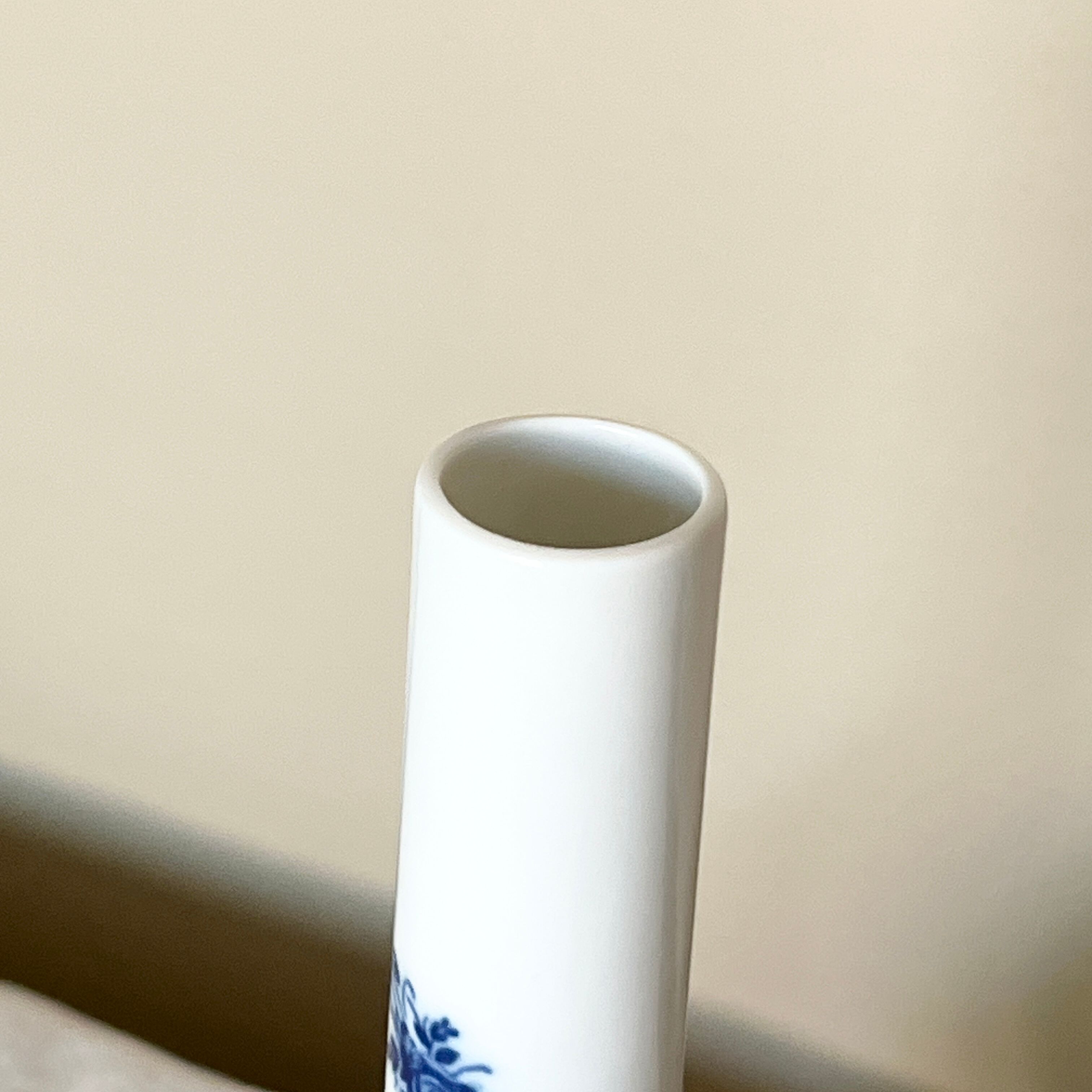 Rosenthal studio line, white and blue mid century porcelain vase, flowers decor by bjorn wiinblad,