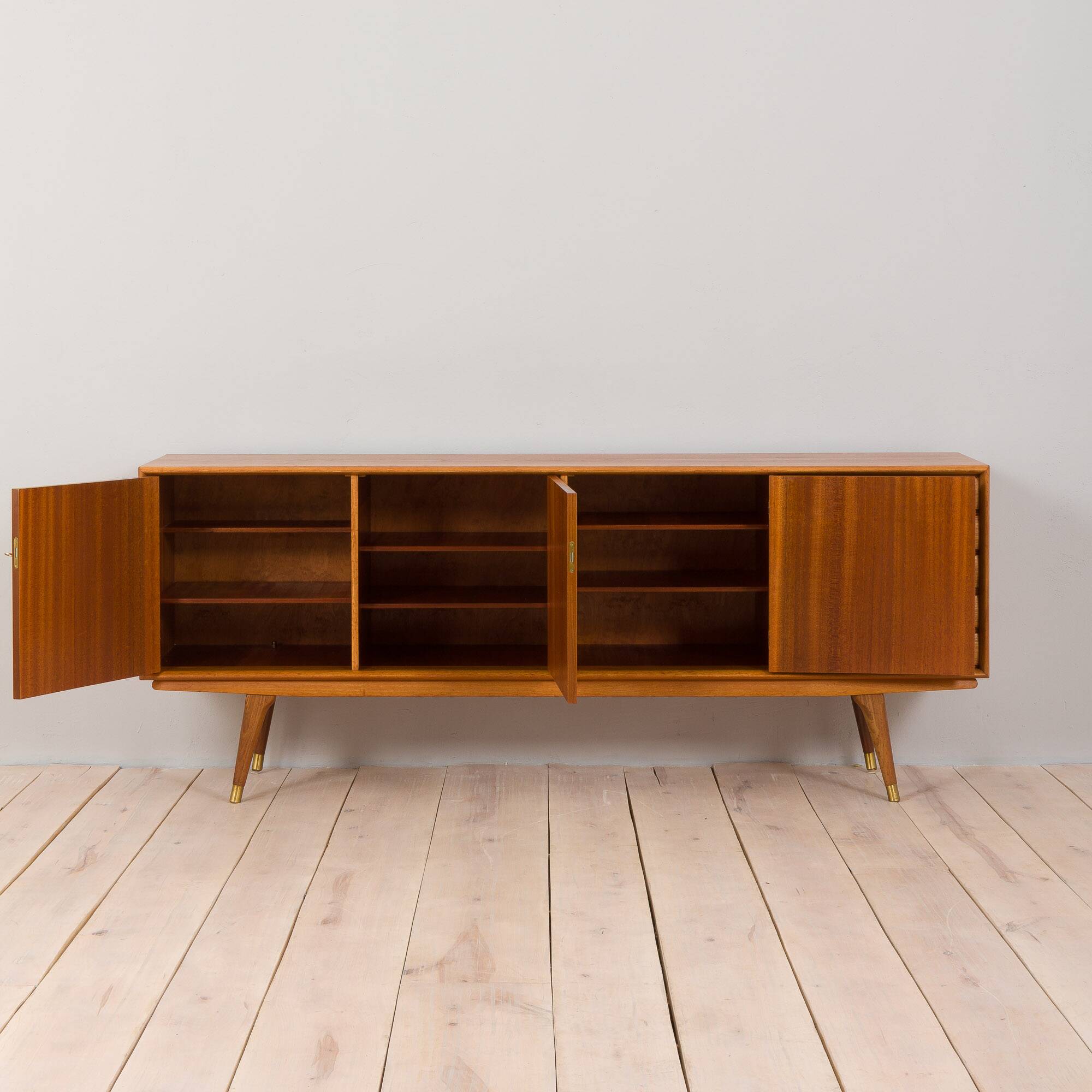 Sven Andersen Scandinavian long teak sideboard with 5 drawers, Norway, 1960