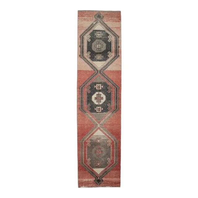 1970s Turkish Hand-Knotted Runner Rug 89x363