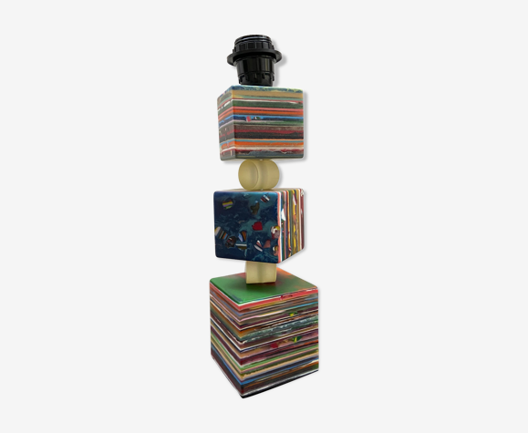 Lamp 3 cubes Pop Art with random stripes of the designer Sobral