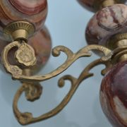 4-branch onyx and brass chandelier/candelabra