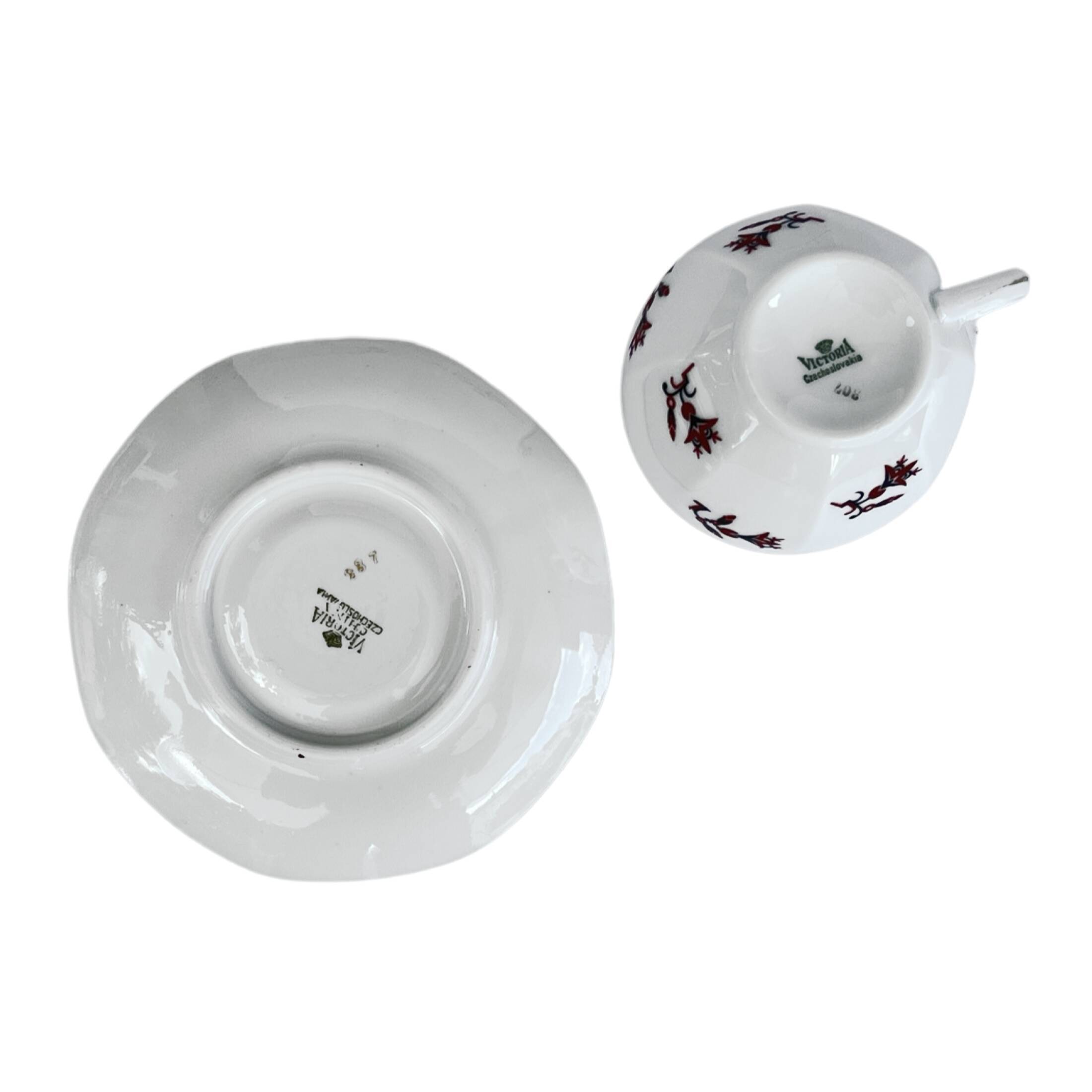 Art-Deco cup and saucer, Viktoria Czechoslovakia, 1920s