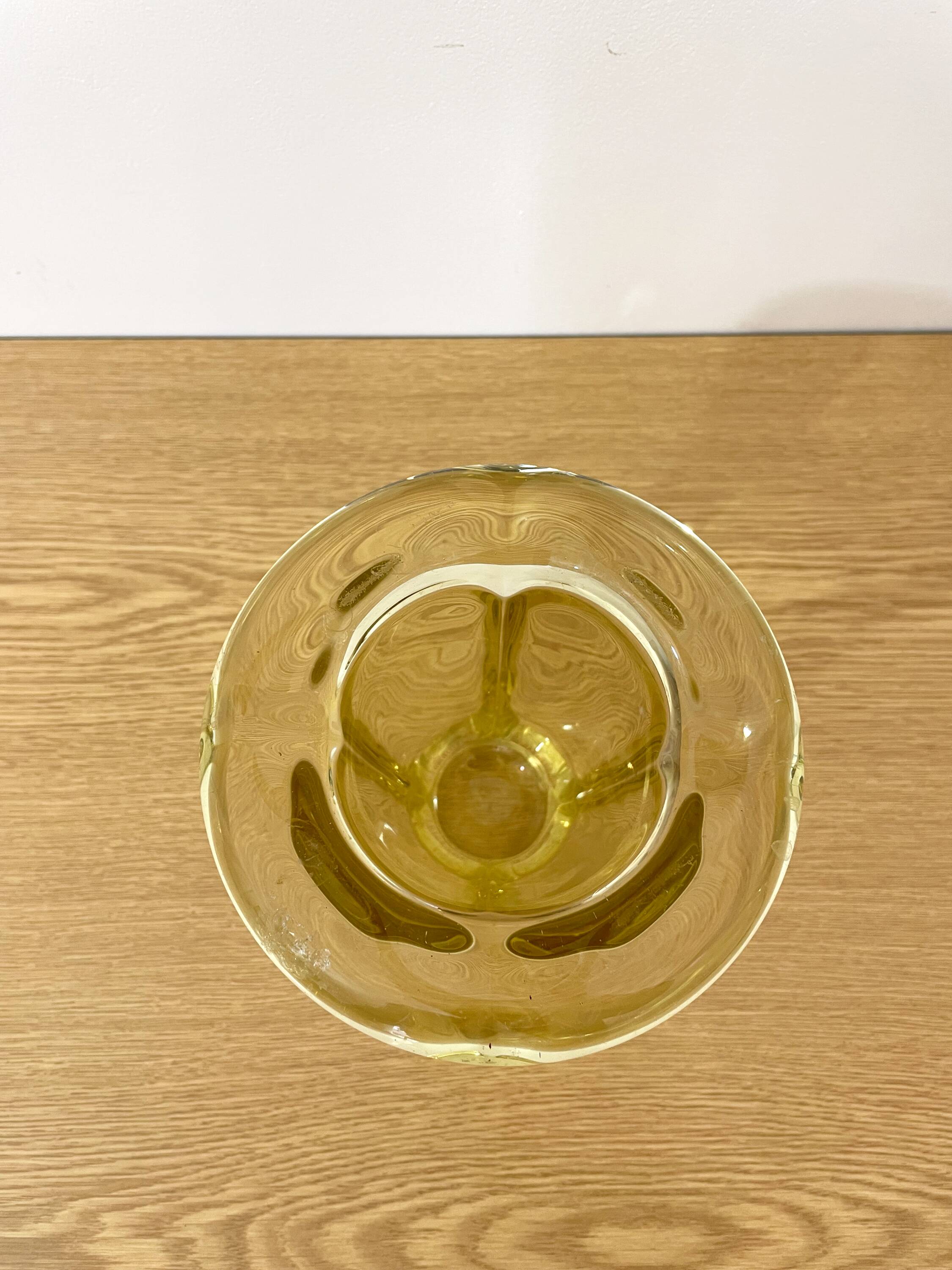 Art Deco vase in thick glass with an inverted rim, 1930s to 1950s.