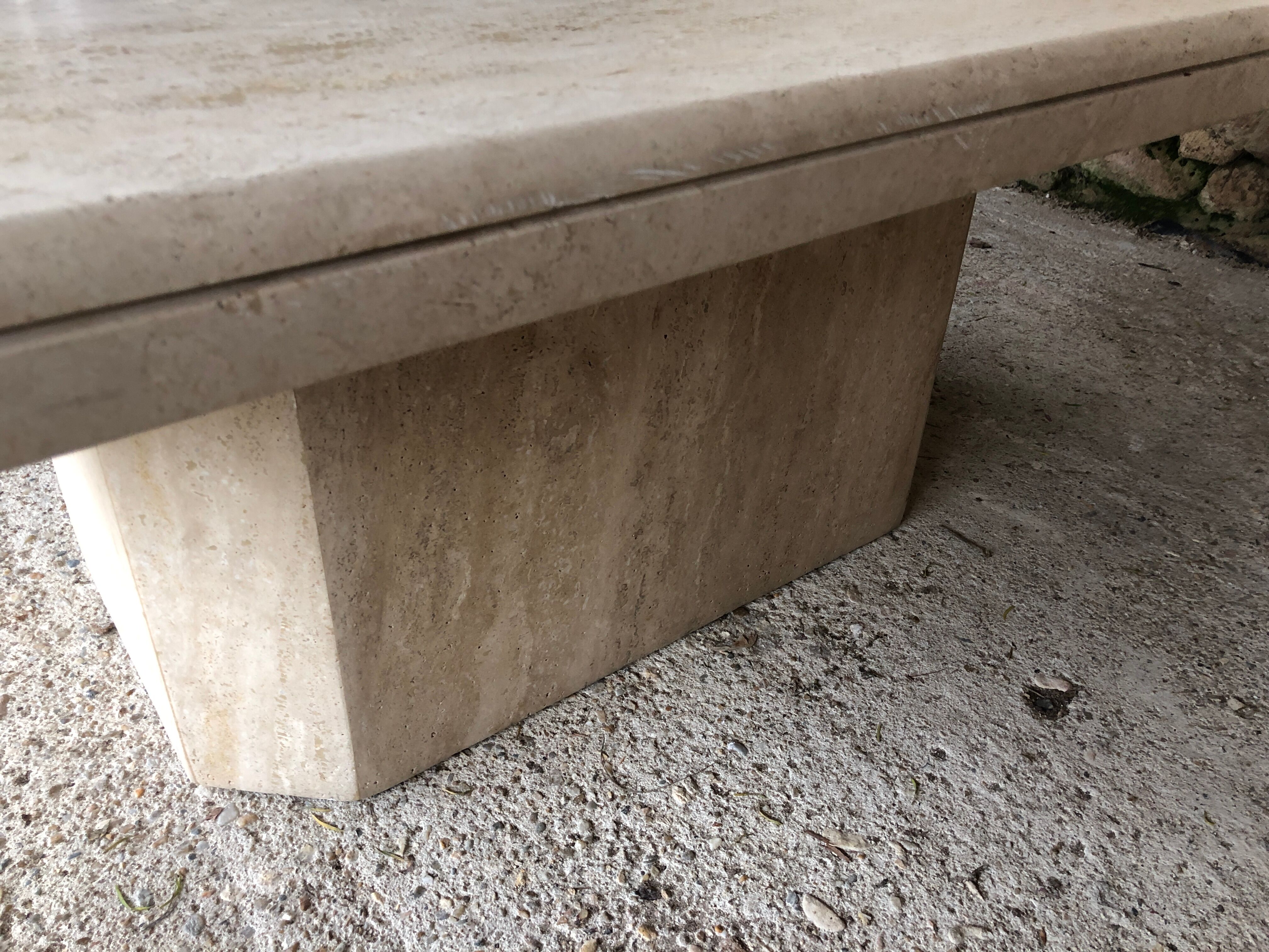 Large octagonal coffee table in 70s/80s travertine