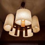 Scandinavian pendant light in teak and perspex