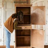 Vintage oak standing wardrobe "Giroflée"