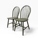 Set of 2 vintage olive green spindle dining chairs