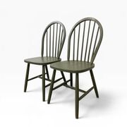 Ensemble de 2 chaises de salle à manger vintage vert olive à fuseaux