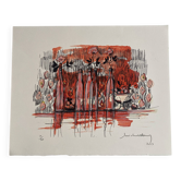 Lithographie numérotée (10/20) et signée Michel Henry - Les bouteilles