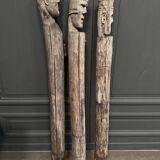 3 wooden folk art totems representing the three wise men, mid-20th century