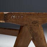 Solid Teak Slatted Bench by Pierre Jeanneret, India, 1950s