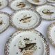 Set 12 plates porcelain gold fine fish fern limousine de Chastagner