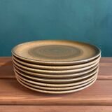 8 assiettes Longchamp en grès émaillé, 1970