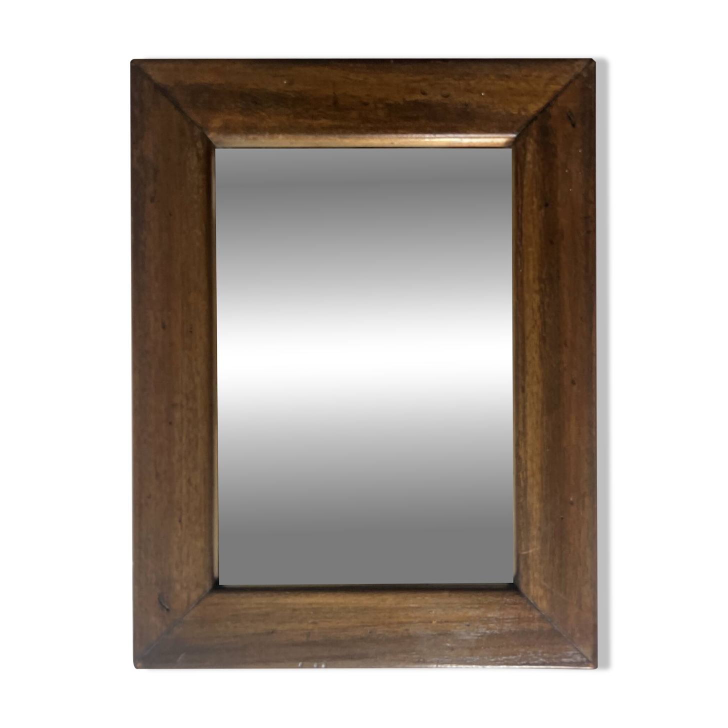 Brutalist rectangular wall mirror in solid wood, France 1950.