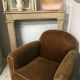 Fauteuil club velours mordoré