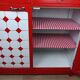Meuble de métier , buffet parisien en tôle émaillé rouge et blanc