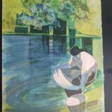 La blanchisseuse - lithograph signed - camille hilaire