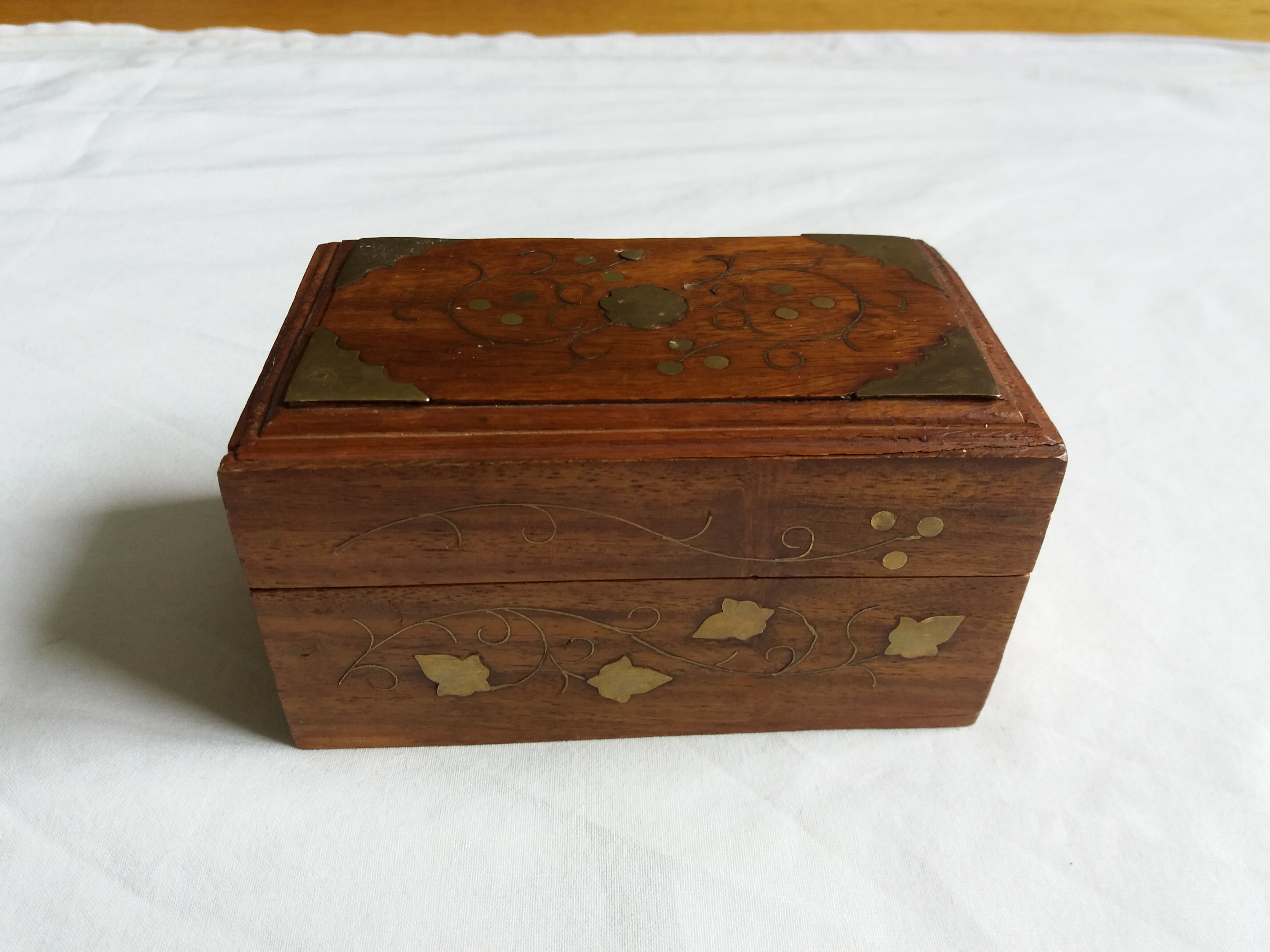 Wooden box inlays brass