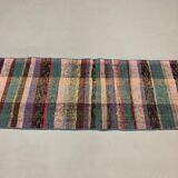 Old Turkish narrow Kilim Runner 330x50 cm, shabby chic, vintage kelim Pink Green