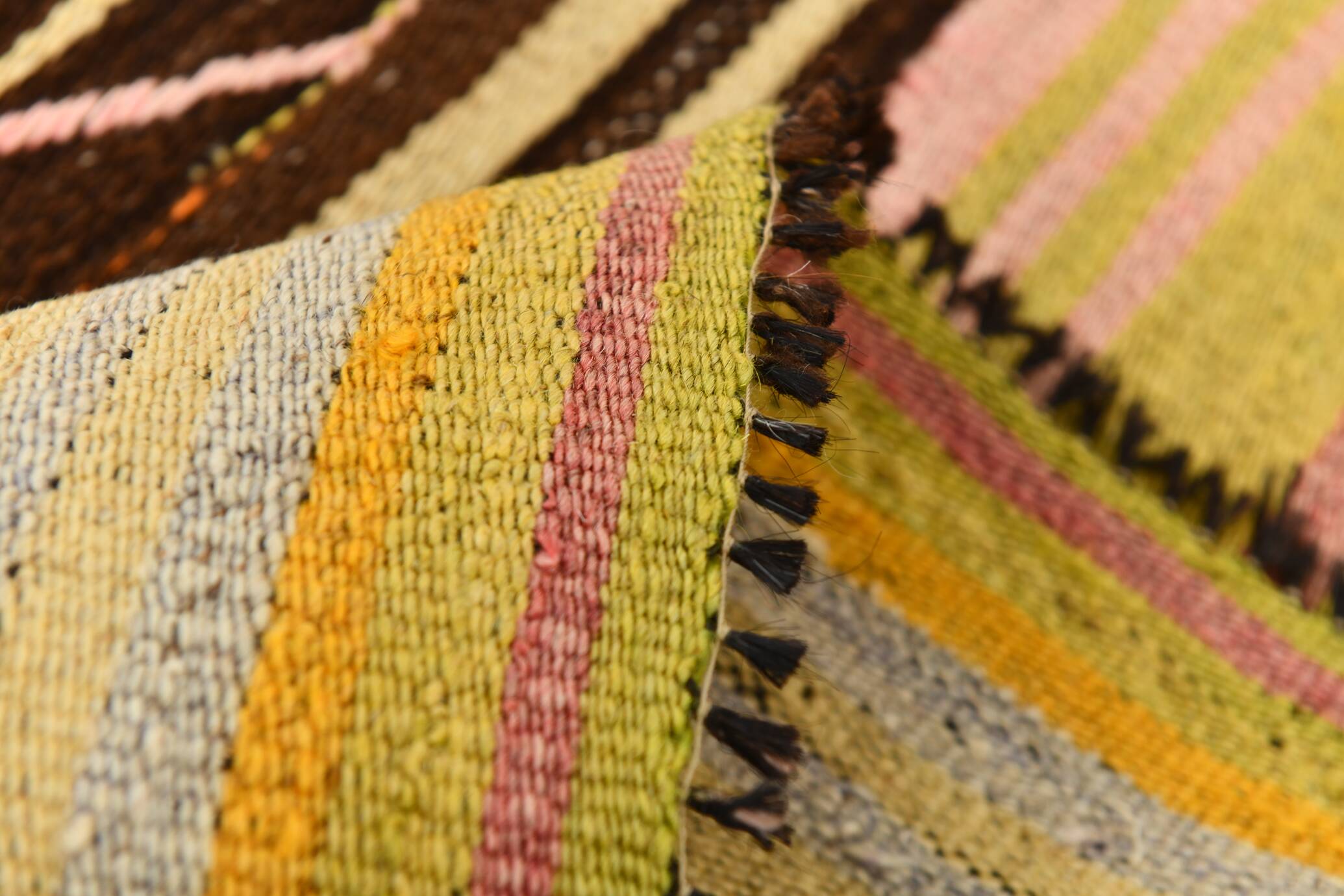 10x11 Yellow & Brown Ethnic Vintage Kilim Rug, 326x350Cm