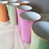 8 coloured cups in earthenware