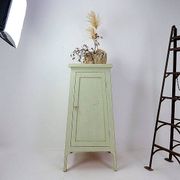 Vintage Green patinated wood Pedestal Cabinet Storage