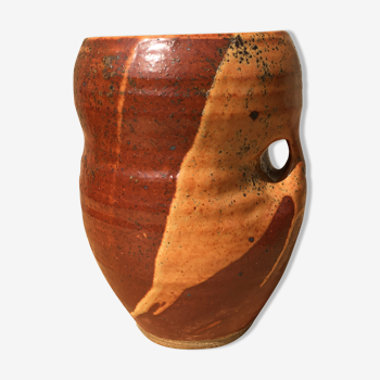 Vase avec coulures en grès émaillé