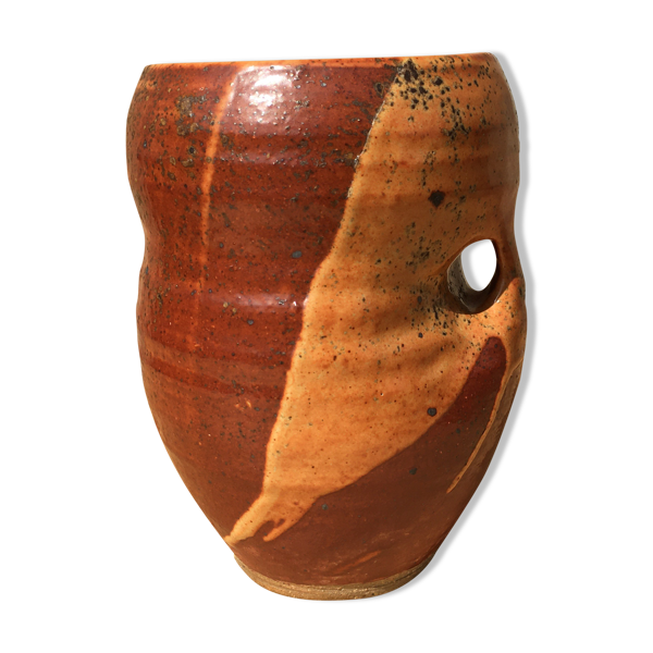 Vase avec coulures en grès émaillé