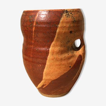 Vase with enamelled sandstone drips