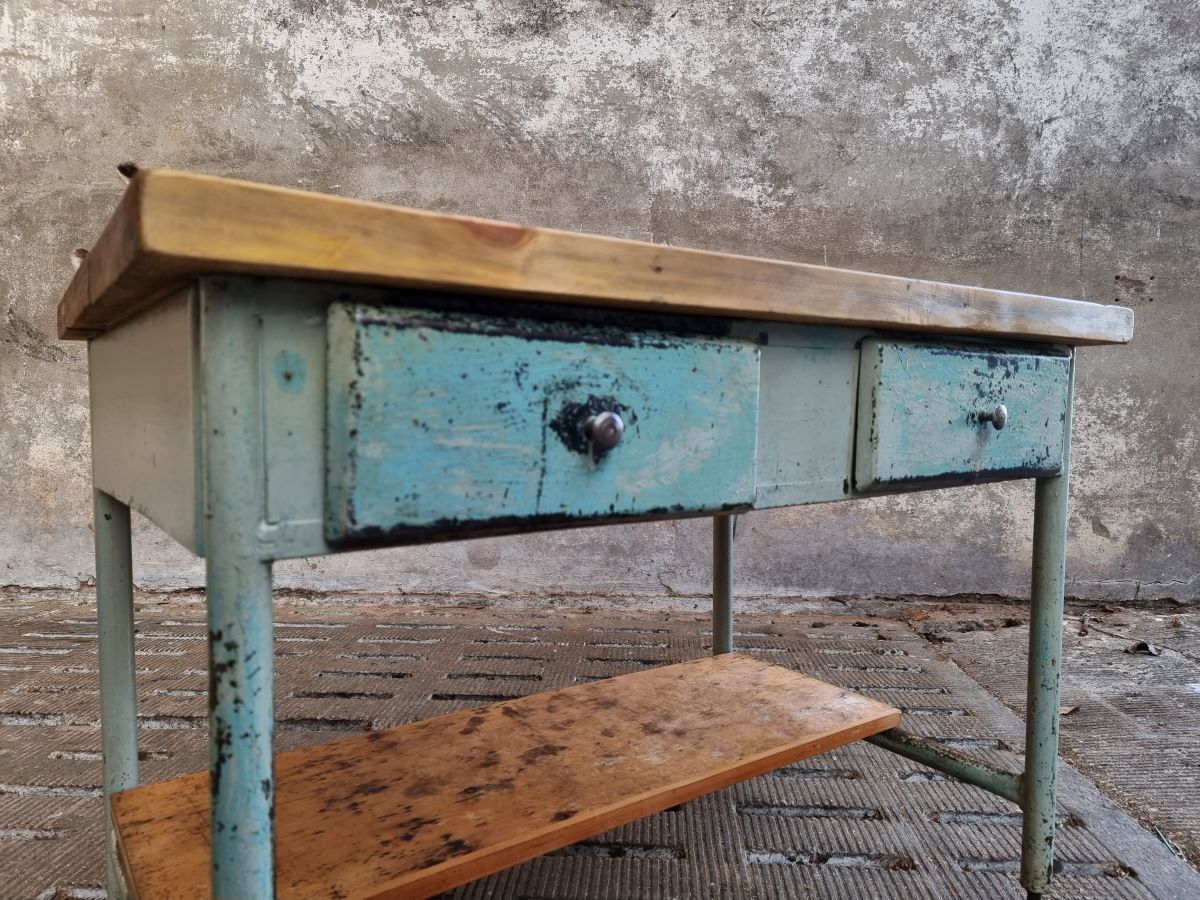 Industrial workbench side table bathroom furniture with drawers