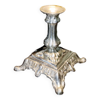 Ancien et lourd candélabre chandelier en métal argenté - french