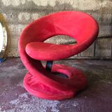 Jaymar Sculptural Post Modern Armchair with Red Spiral Ribbon, 1980s