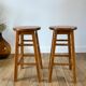 Pair of high stools / bar varnished wood 60-70s