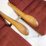 1960s pair of oak armchairs, czechoslovakia