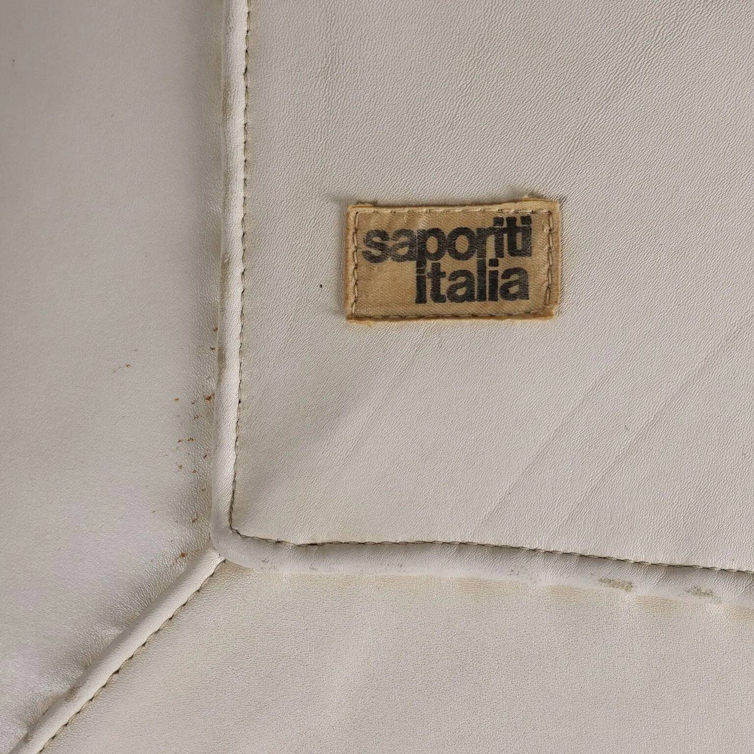 Chaises vintage Saporiti en métal et similicuir, design Italie années 1960
