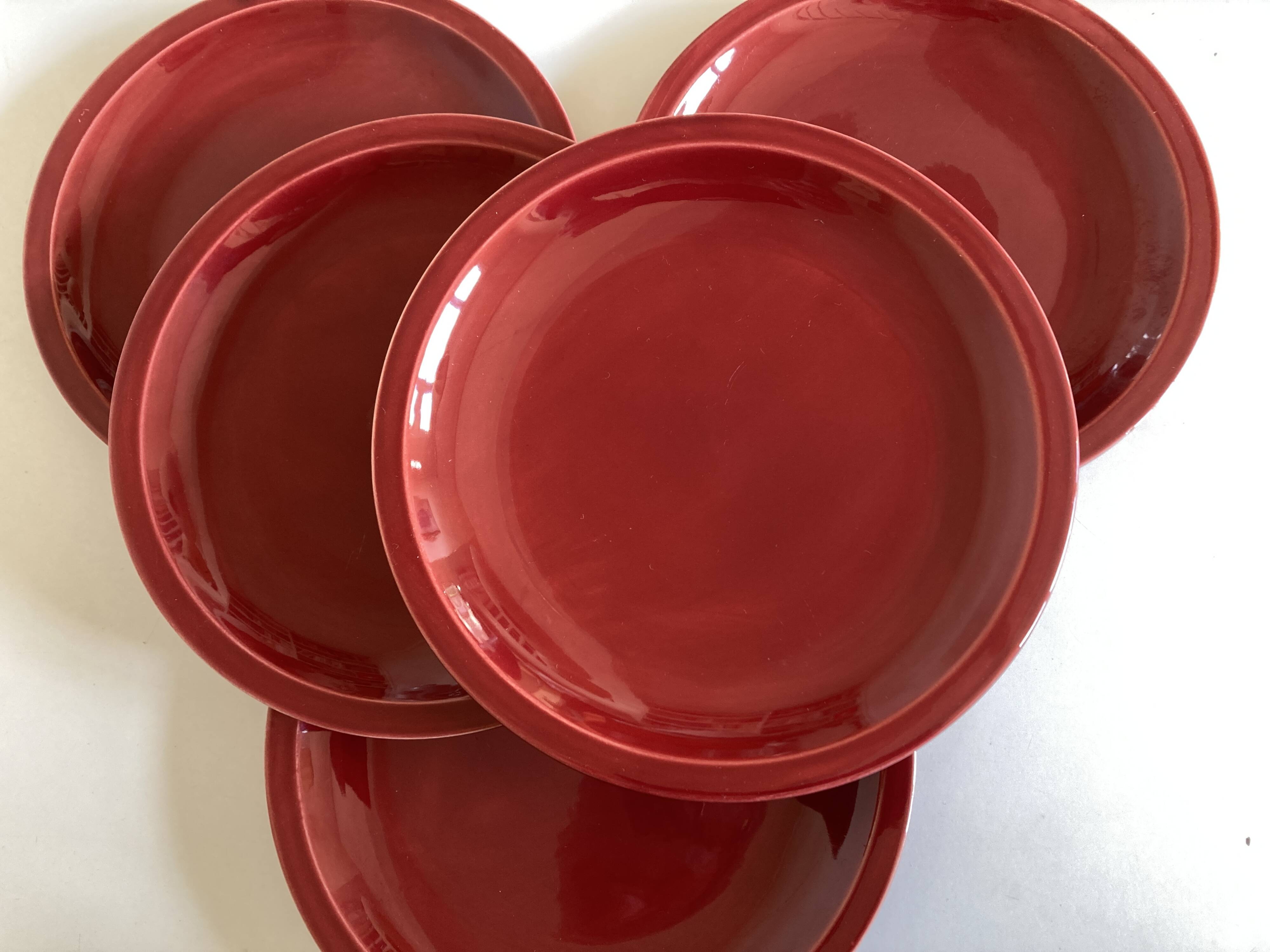 Set of 5 flat plates mid-century 1970 Longchamp earthenware