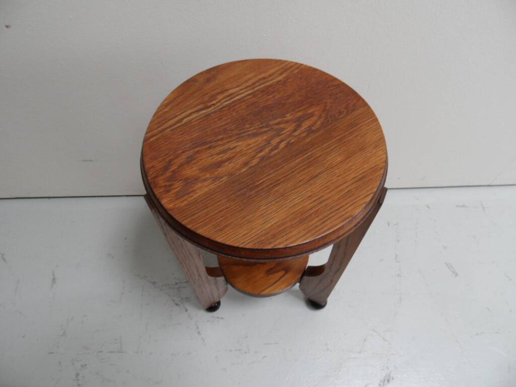 Art Deco oak round sidetable