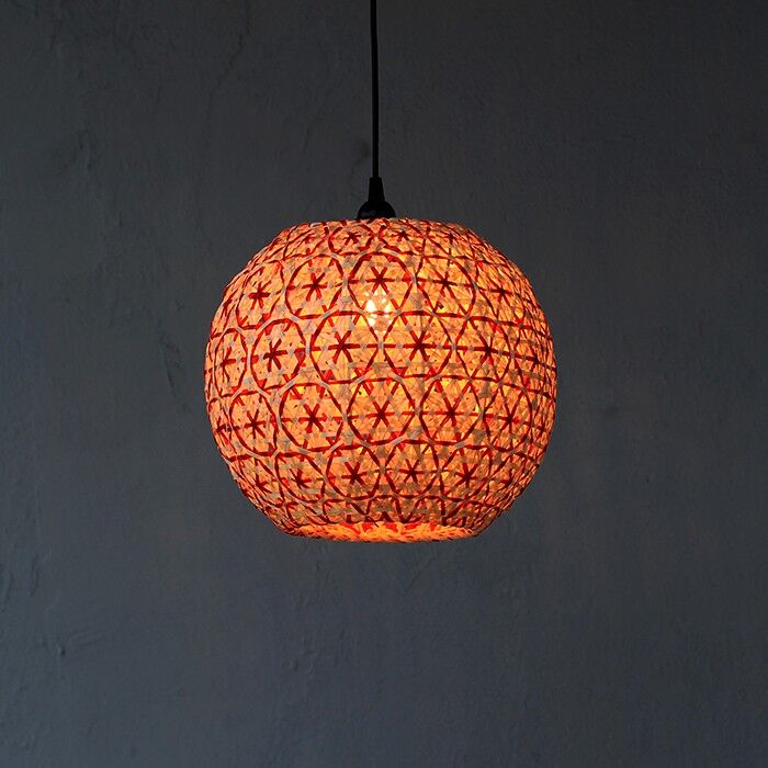 Red Rattan Pendant Light