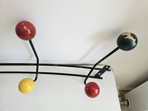 Porte manteaux 8 patères boules - Design Roger Feraud vintage Années 60's